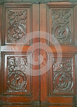 Old wooden doors from times of Sir Francis drake photo