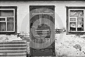 old wooden doors and windows in a rural house