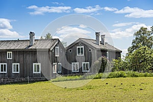 Old wooden farm buildings Halsingland Sweden