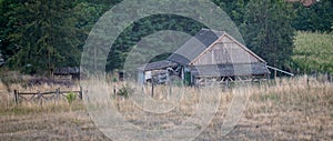 Old wooden farmhouse in decay