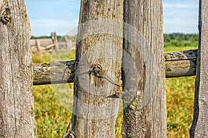 Old wooden fence closeup