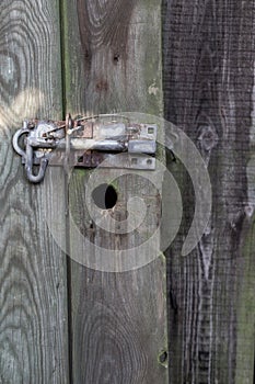 Old Wooden Fence Door With Metal Latch