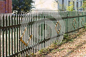 Old wooden fence, fence of the building