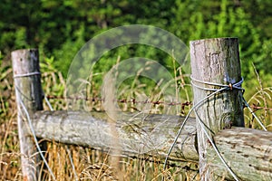 Old Wooden Fence in a Field