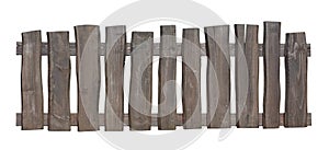 Old wooden fence isolated with clipping path