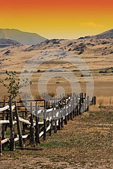 Old wooden fence at a ranch