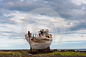 Old wooden fishing boat, Akranes, Iceland