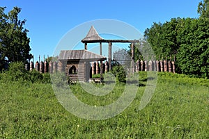 Old wooden fortification wall