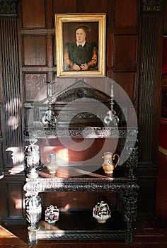 Old wooden furniture from times of Sir Francis drake photo