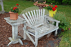 Old wooden garden bench