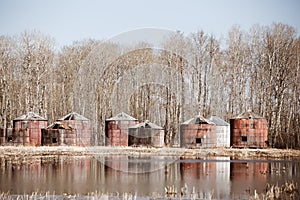 Old wooden grain bins