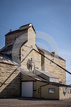 Old wooden grain elevator in the town of Skiff