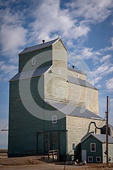 Old wooden grain elevator in the town of Wrentham
