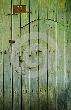 Old wooden green door - Vigan