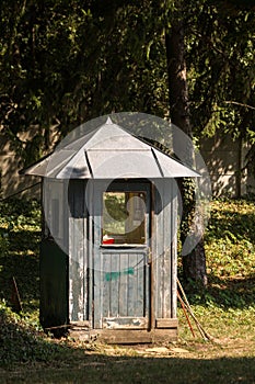 Old wooden guardhouse in the park for guards photo