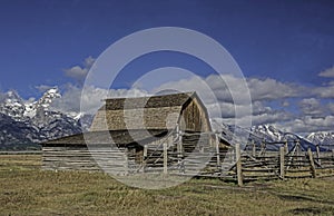 Old wooden historic barn in the Grand Tetons.