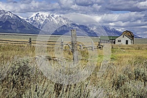 Old wooden historic barn in the Grand Tetons.