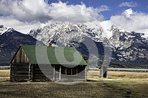 Old wooden historic barn in the Grand Tetons.