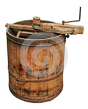 Old wooden honey extractor