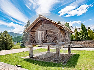 Old wooden Horreo, typical rural construction in Spain. photo