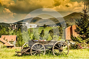 Old wooden horse cart in Zlatibor