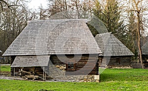 Old wooden house in European village