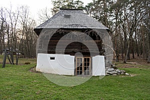 Old wooden house in European village