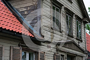 Old wooden house facade