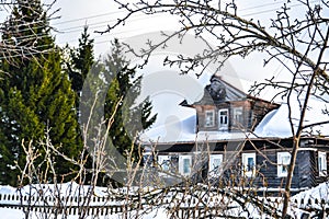 Old wooden house with mezzanine