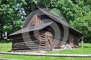 Old wooden house in open-air museum from the 19th century