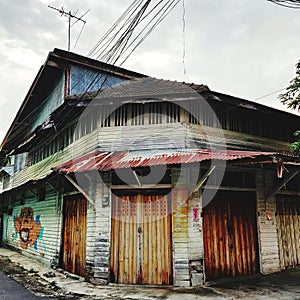 Old wooden house in town