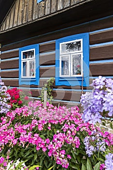 Old wooden houses in village Osturna, Spiska magura region, Slovakia