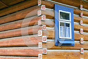 Old wooden houses in village Osturna, Spiska magura region, Slovakia