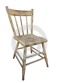 Old wooden kitchen chair isolated.