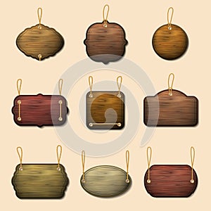 Old wooden label templates or vector banners