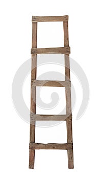 Old wooden ladder isolated.