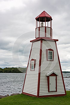 Old wooden lighthouse at Ontario lake near Gananoque