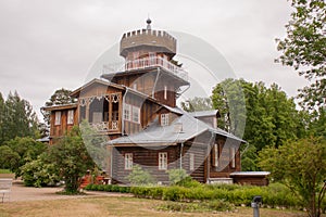 An old wooden manor. Historical monument.