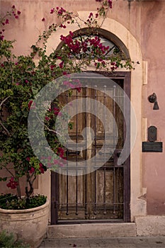 Old wooden massive door