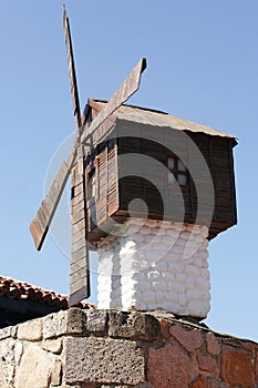 Old wooden mill in Nessebur photo