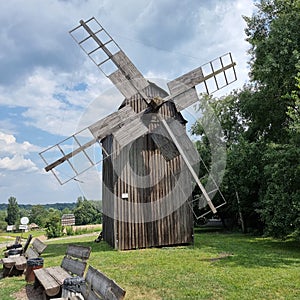 Old wooden mill in Ukraine, Kiev, Progovo