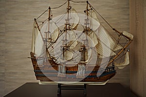 Old wooden model of a Spanish galley