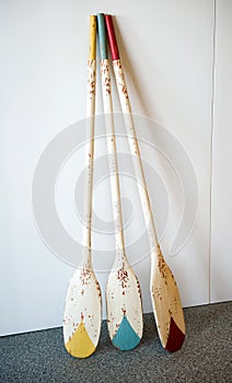 Old wooden paddles photo