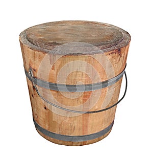 Old wooden pail isolated. photo