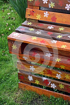Old wooden pallets and garden furniture