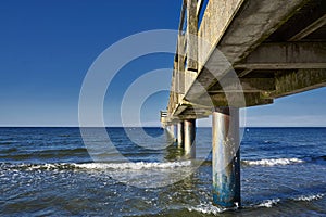 Old wooden pier on the baltic sea