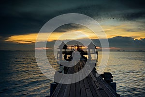 Old wooden pier at twilight