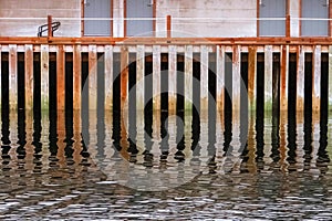 Old wooden pier wall