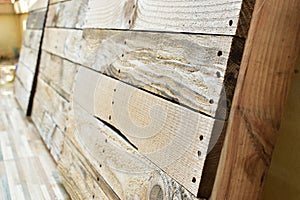 Old wooden plank pallet for recycling timber