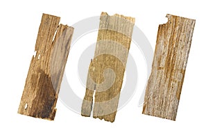 Old wooden planks isolated white background